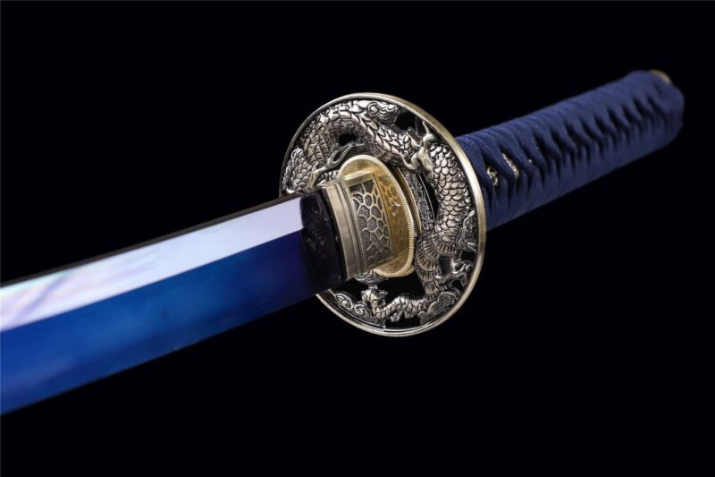 Blue Dragon King Katana Baked Blue Series Épée De Samouraï Japonais Katana Véritable Épée Faite à La Main Acier Manganèse Haute Performance Épée Longquan